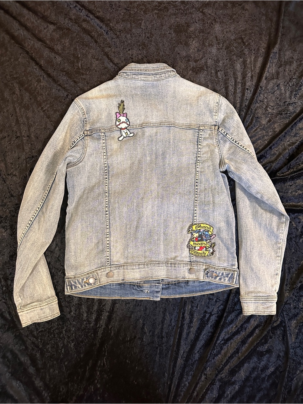 Disney Light Blue Denim Jacket with Colorful Character Patches